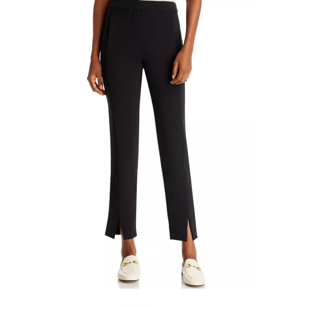 BCBGMaxazria Dress Pants 6 Black Kurra Slim Slit Hem Ankle Women's